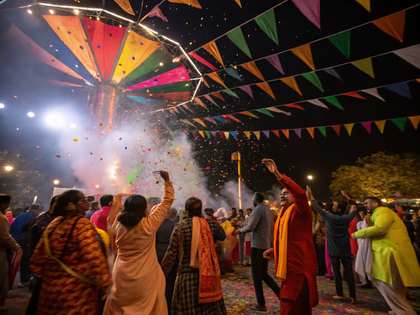 A captivating shot of a cultural exchange event hosted by COMPAGNIE LUCIOLES, featuring participants from different backgrounds sharing their traditions and experiences.